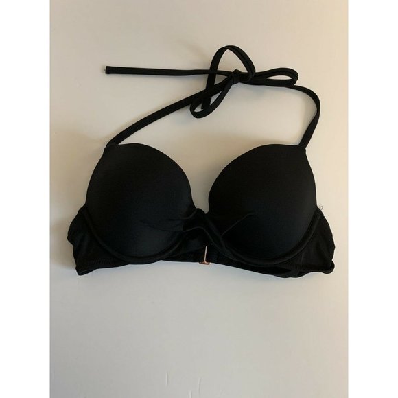 Shade & Shore Womens 34B Black Halter Swimsuit Bikini Top EUC - Picture 1 of 5